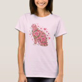 Happy Meowentine's Day Cat Valentines Day Floral T-shirt (Voorkant)