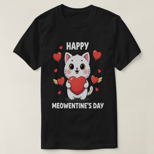 Happy Meowentines Day Cute Cat Valentine Pun Gift  T-shirt (Design voorkant)