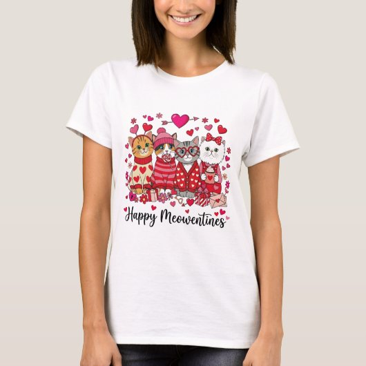Happy Meowentines Day Cute Valentine Cat Lovers T-shirt (Voorkant)