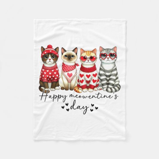 Happy Meowentine's Day Cute Valentines Funny Cat S Fleece Deken (Voorkant)