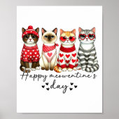 Happy Meowentine's Day Cute Valentines Funny Cat S Poster (Voorkant)