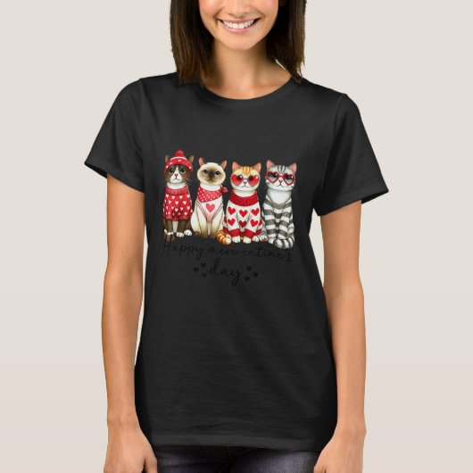 Happy Meowentine's Day Cute Valentines Funny Cat S T-shirt (Voorkant)