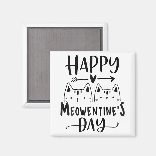 Happy Meowentine's Day Funny Valentijnsdag Cat L Magneet (Voorkant / Achterkant)