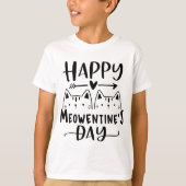 Happy Meowentine's Day Funny Valentijnsdag Cat L T-shirt (Voorkant)
