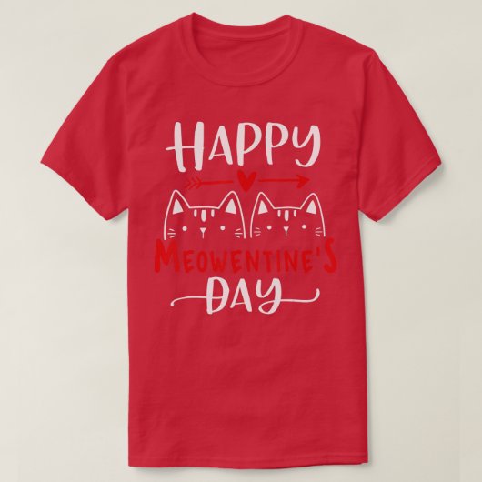 Happy Meowentines Day Funny Valentijnsdag Cat Lov T-shirt (Design voorkant)