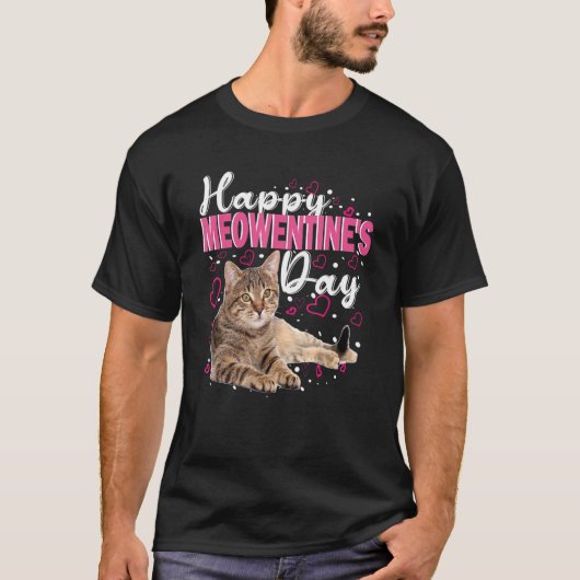 Happy Meowentine's Day Funny Valentine's Day Cat T-shirt (Voorkant)