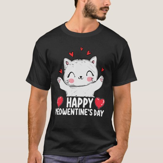 Happy Meowentine's Day Kat Valentijnsdag Liefde T-shirt (Voorkant)