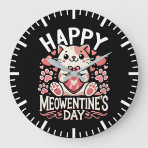 Happy Meowentine's Day - Schattigee Cat Valentijns Grote Klok