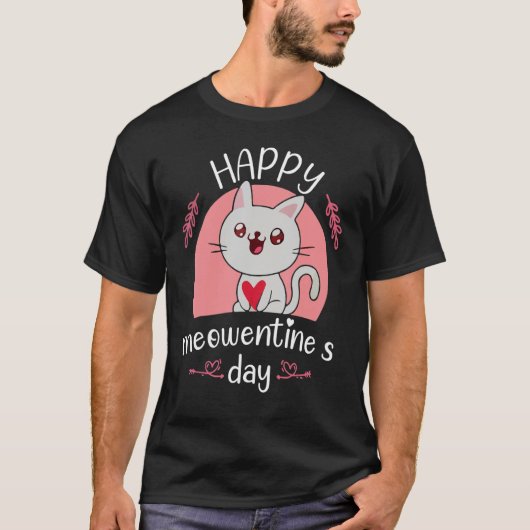 Happy Meowentine's Day Valentijn Cute Kitten T-shirt (Voorkant)
