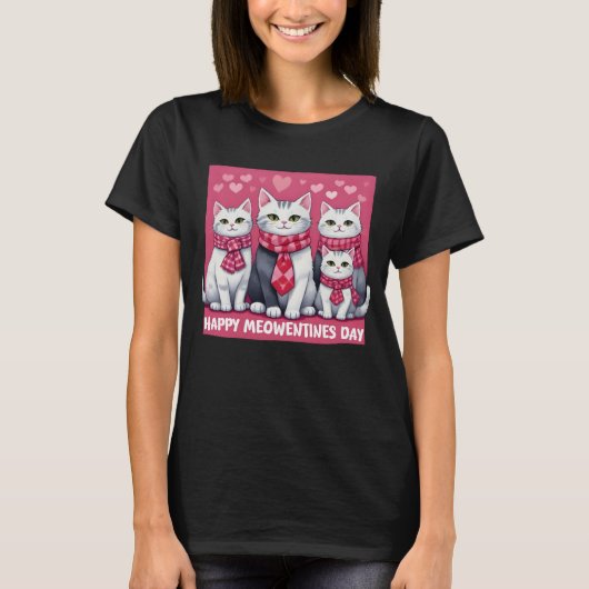 Happy Meowentine's Day Valentijnsdag Cat Lover T-shirt (Voorkant)