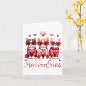 Happy Meowentines Funny Cute Valentine Cats Love C Kaart (Gele Bloem)