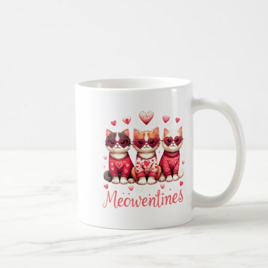 Happy Meowentines Funny Cute Valentine Cats Love C Koffiemok (Rechts)