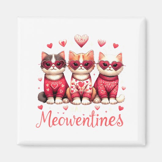Happy Meowentines Funny Cute Valentine Cats Love C Magneet (Voorkant)
