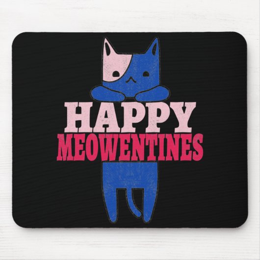 Happy Meowentines | Funny Valentijnsdag gift Muismat (Voorkant)
