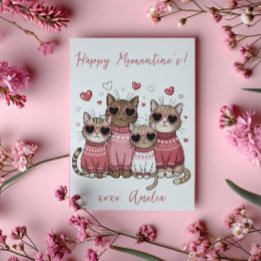 Happy Meowentines Roze Stijlvolle Katten Valentijn Feestdagenkaart