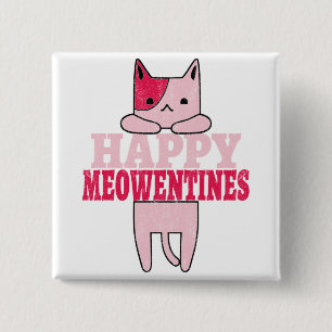 Happy Meowentines Valentijnsdag geschenken voor Vierkante Button 5,1 Cm