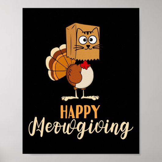 Happy Meowgiving Grappige Thanksgiving Herfst Herf Poster (Voorkant)