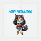 Happy Meowlidays Wonder Cat Metalen Ornament (Voorkant)