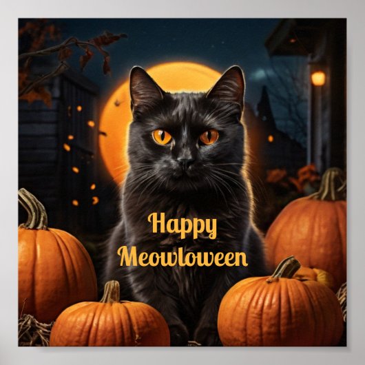 Happy Meowloween Cat Themd Party Poster (Voorkant)