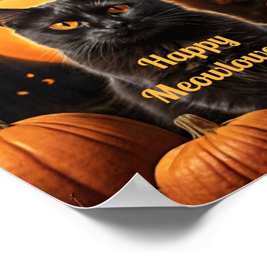 Happy Meowloween Cat Themd Party Poster (Hoek)