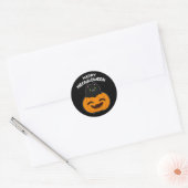 Happy Meowloween Grappige Halloween Pun Donker BG Ronde Sticker (Envelop)