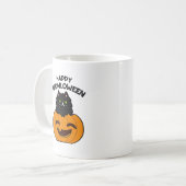 Happy Meowloween Grappige Halloween Pun Koffiemok (Voorkant links)