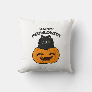 Happy Meowloween Grappige Halloween Pun Kussen