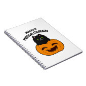 Happy Meowloween Grappige Halloween Pun Notitieboek (Rechterzijde)