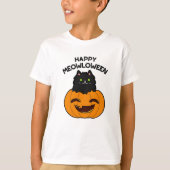 Happy Meowloween Grappige Halloween Pun T-shirt (Voorkant)