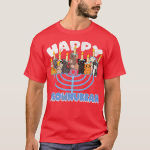 Happy Meownukkah Cats on Menorah voor Hanukkah Cha T-shirt