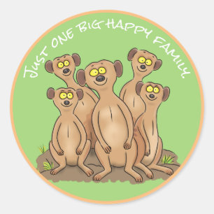 Happy merkat familie cartoon ronde sticker