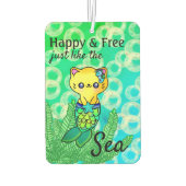 Happy Mermaid Cat Ocean Wave Bubble Luchtverfrisser (Achterkant)