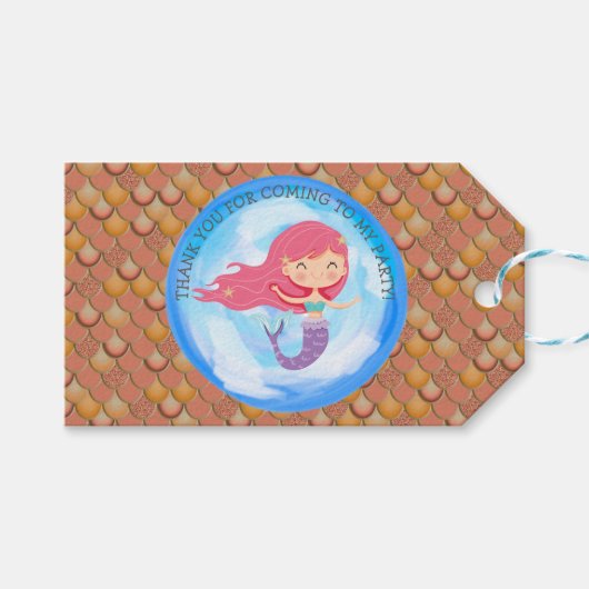 Happy Mermaid party Bedankt Cadeau Label Cadeaulabel (Voorkant (Horizontaal))