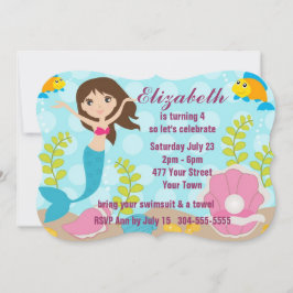 Happy Mermaid Pool Party Kaart