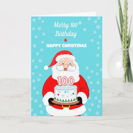 Happy Merry 100e verjaardag Kerstman Kaart (Voorkant)