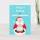 Happy Merry 12e verjaardag Kerstman Kaart (Voorkant)