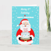 Happy Merry 15th Birthday Christmas Santa  Kaart (Voorkant)