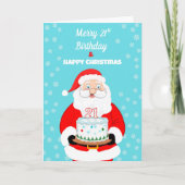 Happy Merry 21st Birthday Christmas Santa  Kaart (Voorkant)