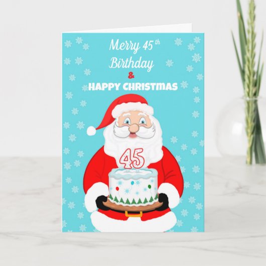 Happy Merry 45th Birthday Kerstman Kaart (Voorkant)