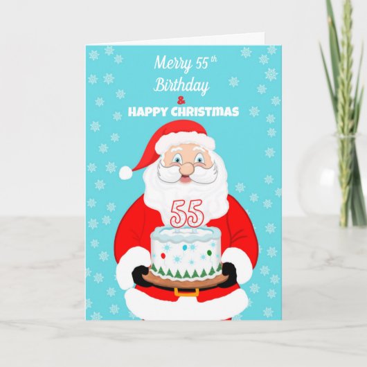 Happy Merry 55th Birthday Kerstman Kaart (Voorkant)