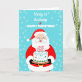 Happy Merry 65th Birthday Kerstman Kaart (Voorkant)