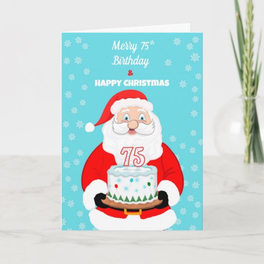 Happy Merry 75th Birthday Kerstman Kaart (Voorkant)