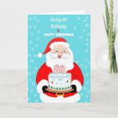 Happy Merry 80th Birthday Christmas Santa Kaart (Voorkant)