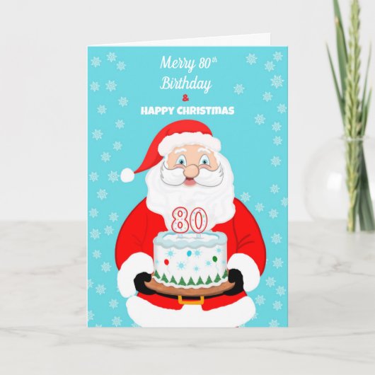 Happy Merry 80th Birthday Christmas Santa Kaart (Voorkant)