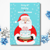 Happy Merry 80th Birthday Christmas Santa Kaart
