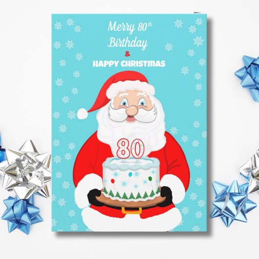 Happy Merry 80th Birthday Christmas Santa Kaart