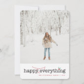 Happy Merry Alles Typewriter Tekst Platte foto Feestdagenkaart (Voorkant)