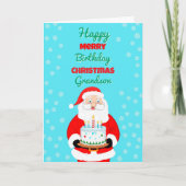 Happy Merry Birthday Christmas Santa Grandson Kaart (Voorkant)