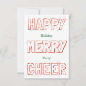 Happy Merry Cheer - 3x5 Uitnodiging voor een feest (Voorkant)
