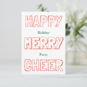 Happy Merry Cheer - 3x5 Uitnodiging voor een feest (Staand voorkant)